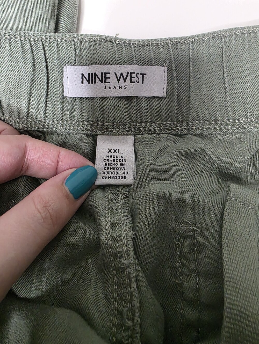 NWT Nine West XXL Womens Olive Lightweight Twill Wide Leg Pants - Picture 9 of 16